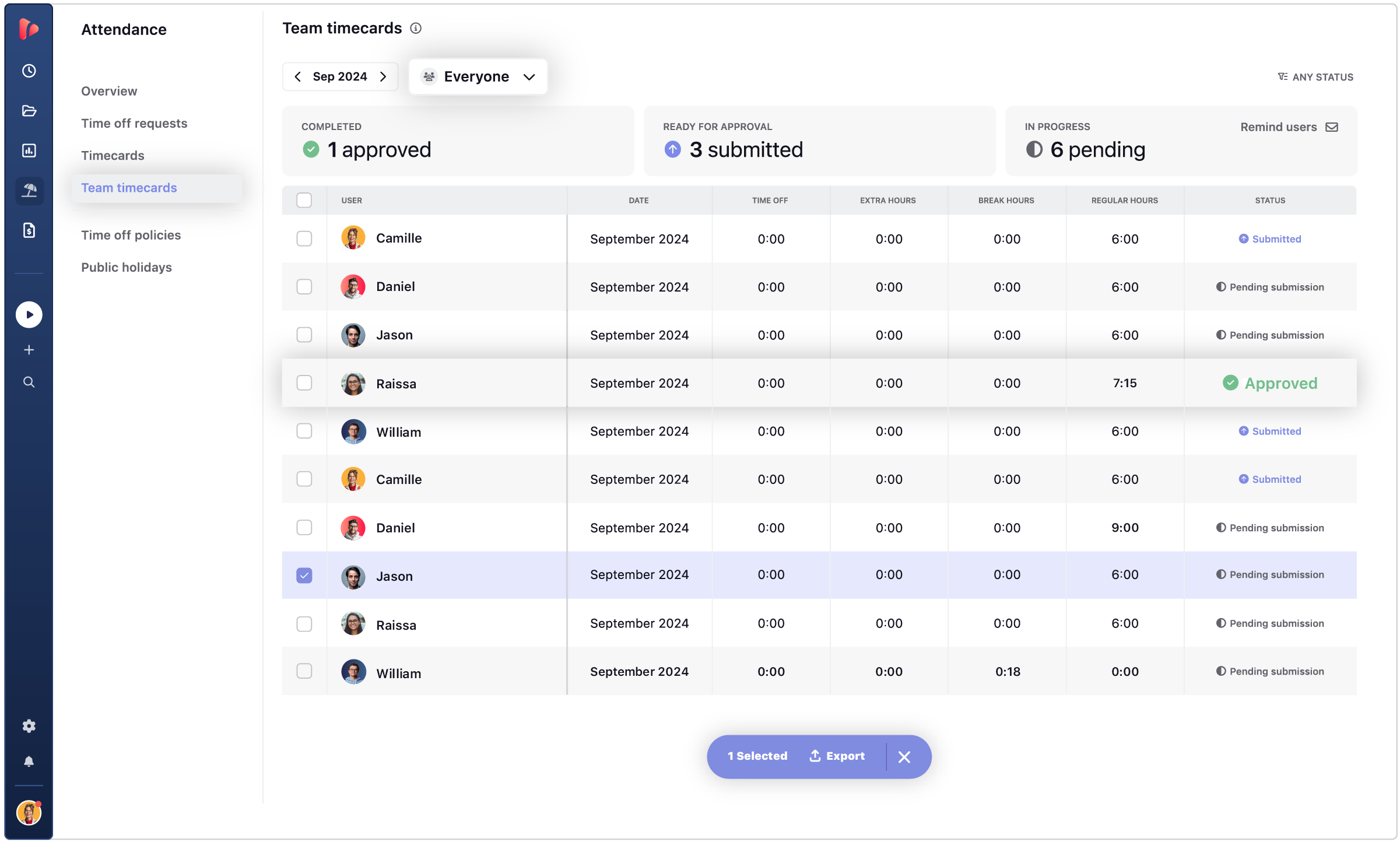 Feature Timecard