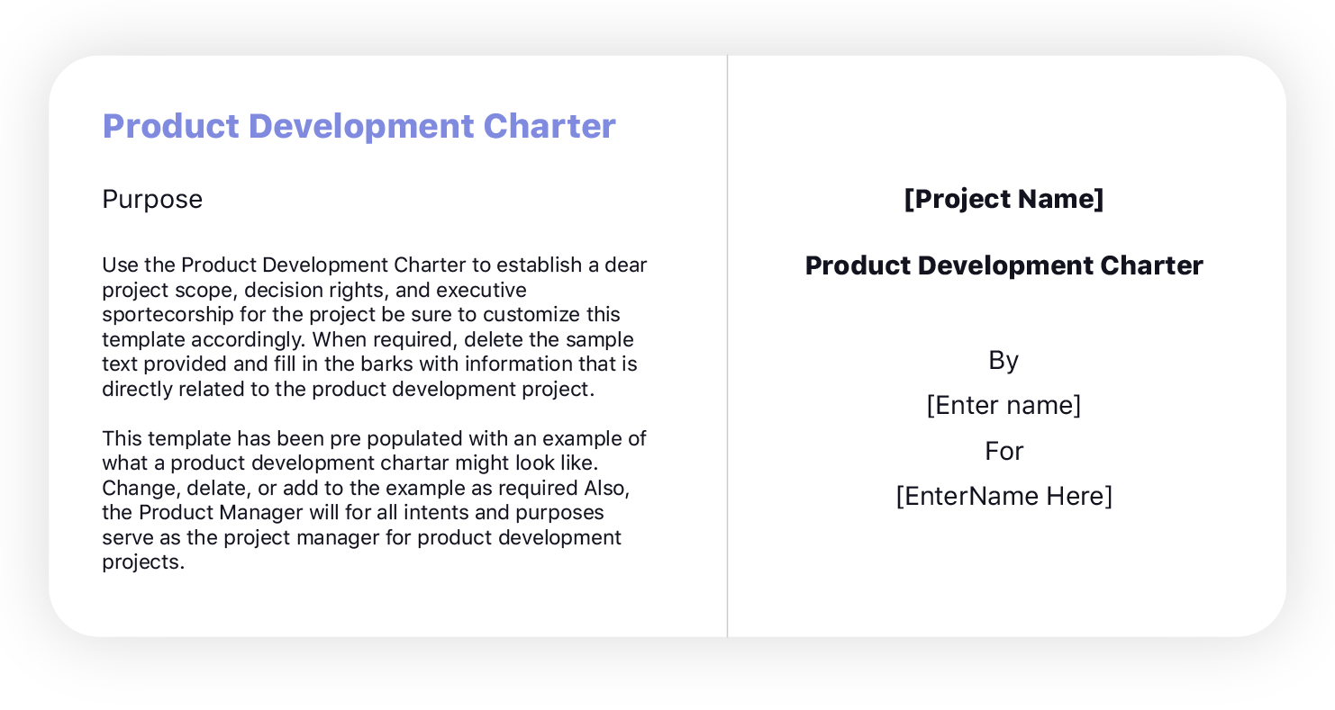Team-Charta für Produktentwicklung