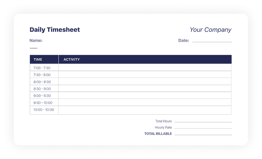 Tägliche Stundenzettel‑Vorlagen herunterladen